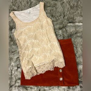 **BANANA REPUBLIC** Cream/Tan Lace Tank/Shell Top, XS